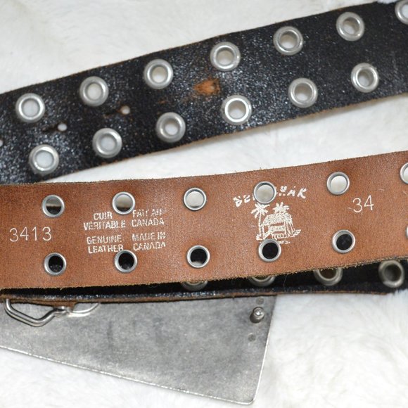 Vintage Leather Belt with Buckle - Picture 3 of 5